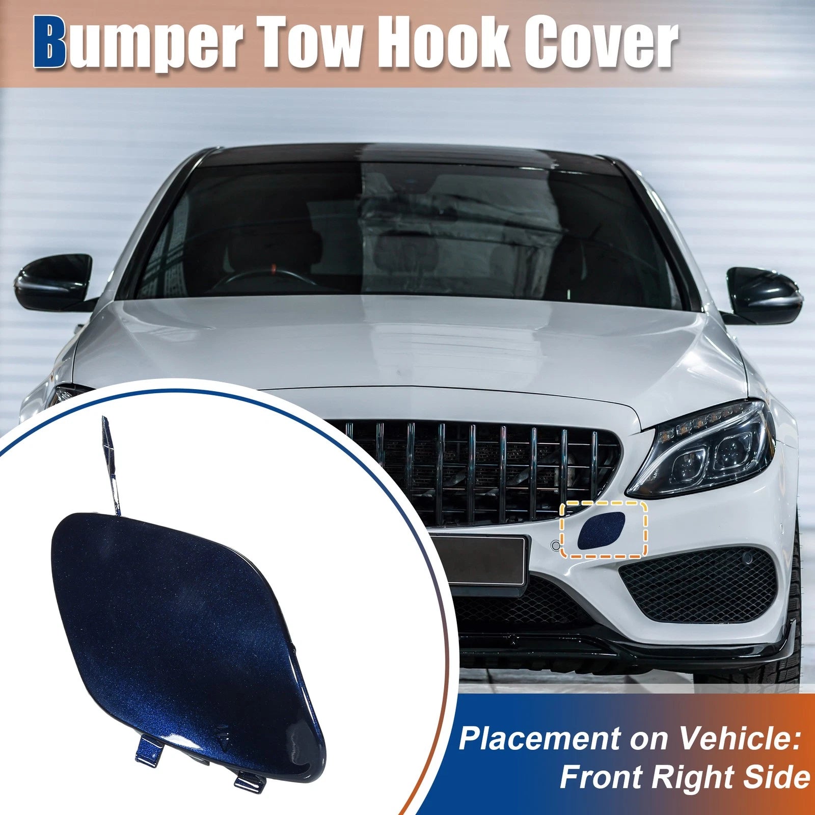 Tow Hook Cover for Mercedes-Benz W205 (2015–2023) No.A2058850724 Dark Blue