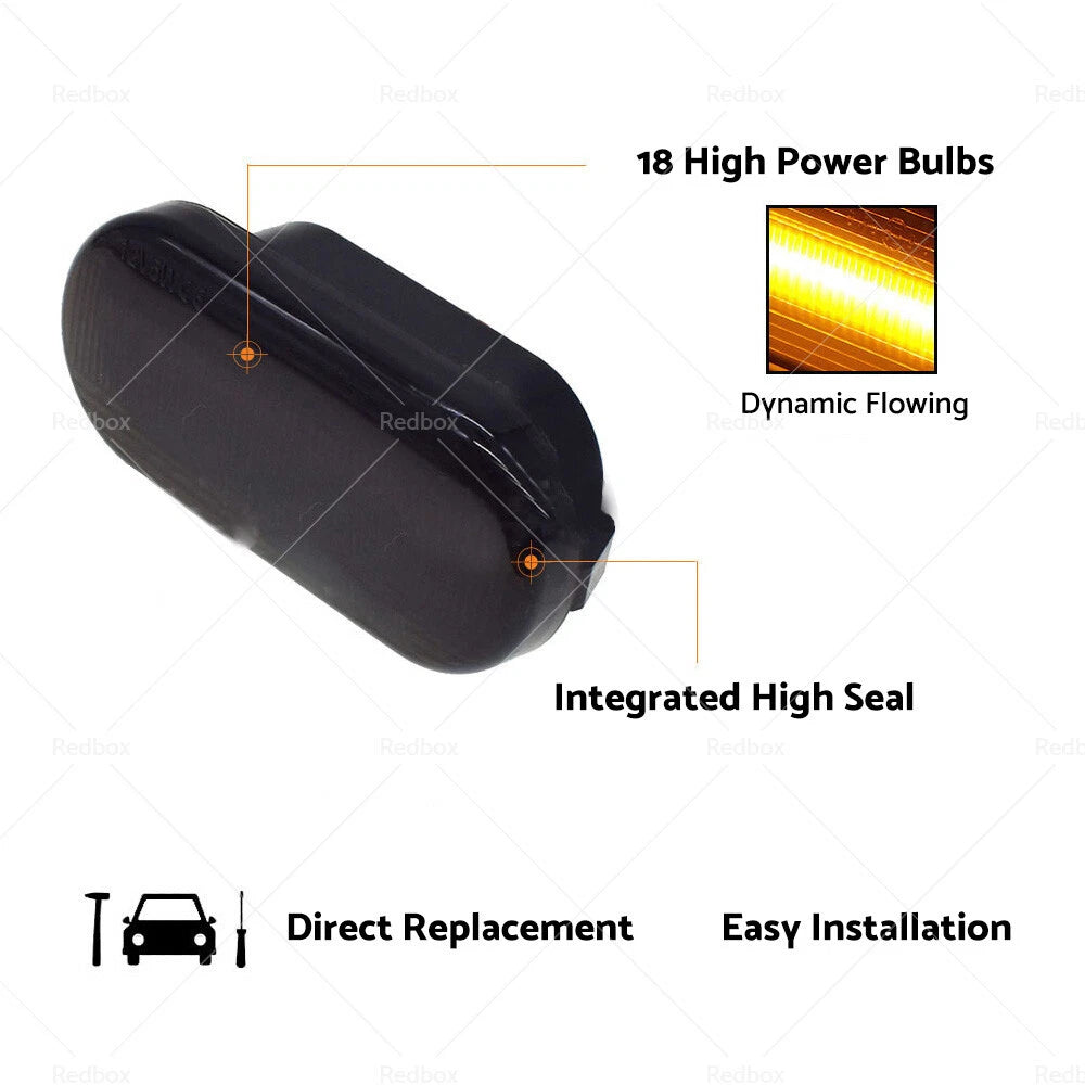 2X Dynamic LED Side Marker Turn Signal for VW Golf MK4 (1997–2006) & SEAT Ibiza (2002–2008)