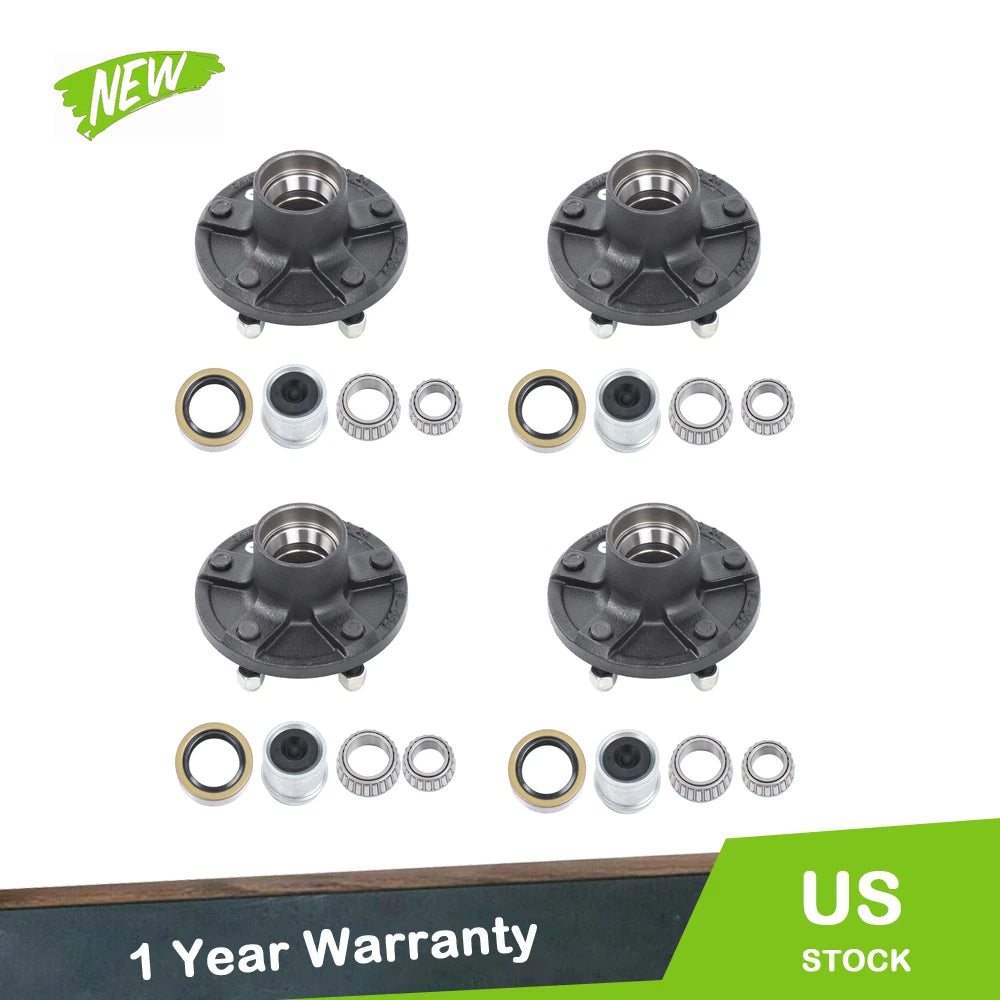 Set of 4 5 Lug Trailer Idler Hub Kit 5 on 5.5 for 3500 lbs #84 Axle