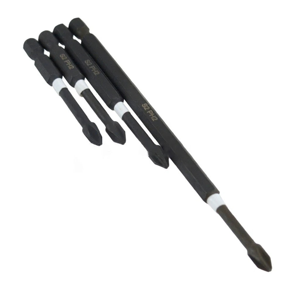 Set of 4 Cross Screwdriver Bits 65mm for High Strength Tasks