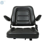 Adjustable Black Forklift Seat with Armrests & Safety Switch Universal