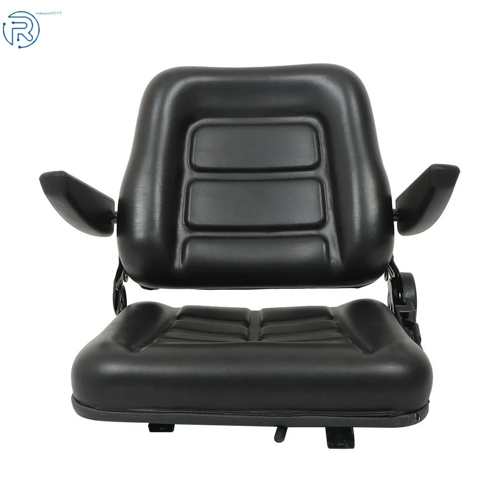 Adjustable Black Forklift Seat with Armrests & Safety Switch Universal
