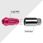 20Pc M12X1.25 Pink JDM Open End Cone Seat Wheel Lug Nuts + Extension 25mm