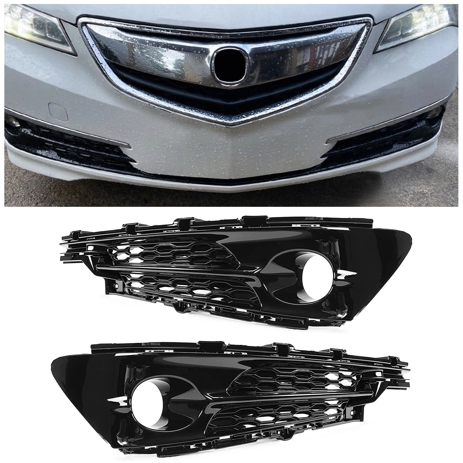 2X Front Bumper Fog Light Bezel Cover for Acura TLX (2015–2017)