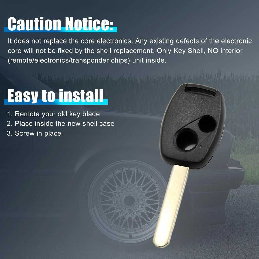2X Uncut Key Remote Shell Replacement AFC107850 for Honda Civic Accord 
