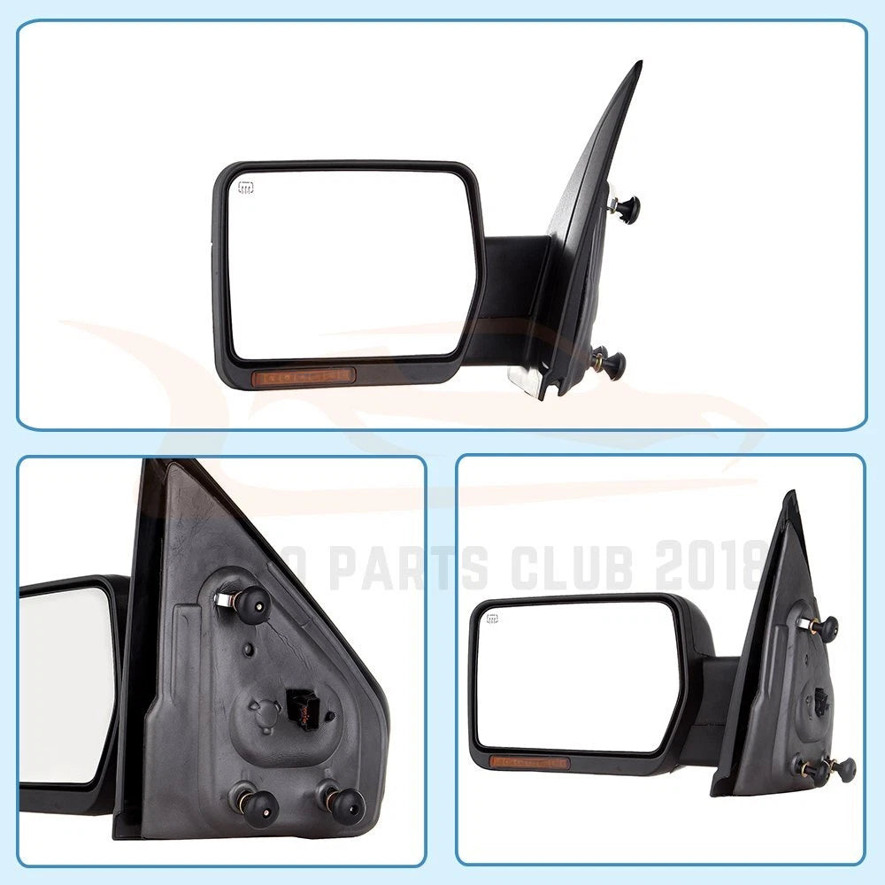 Set of 2 Chrome Power Signal Puddle Tow Mirrors for Ford F150 (2004–2014)