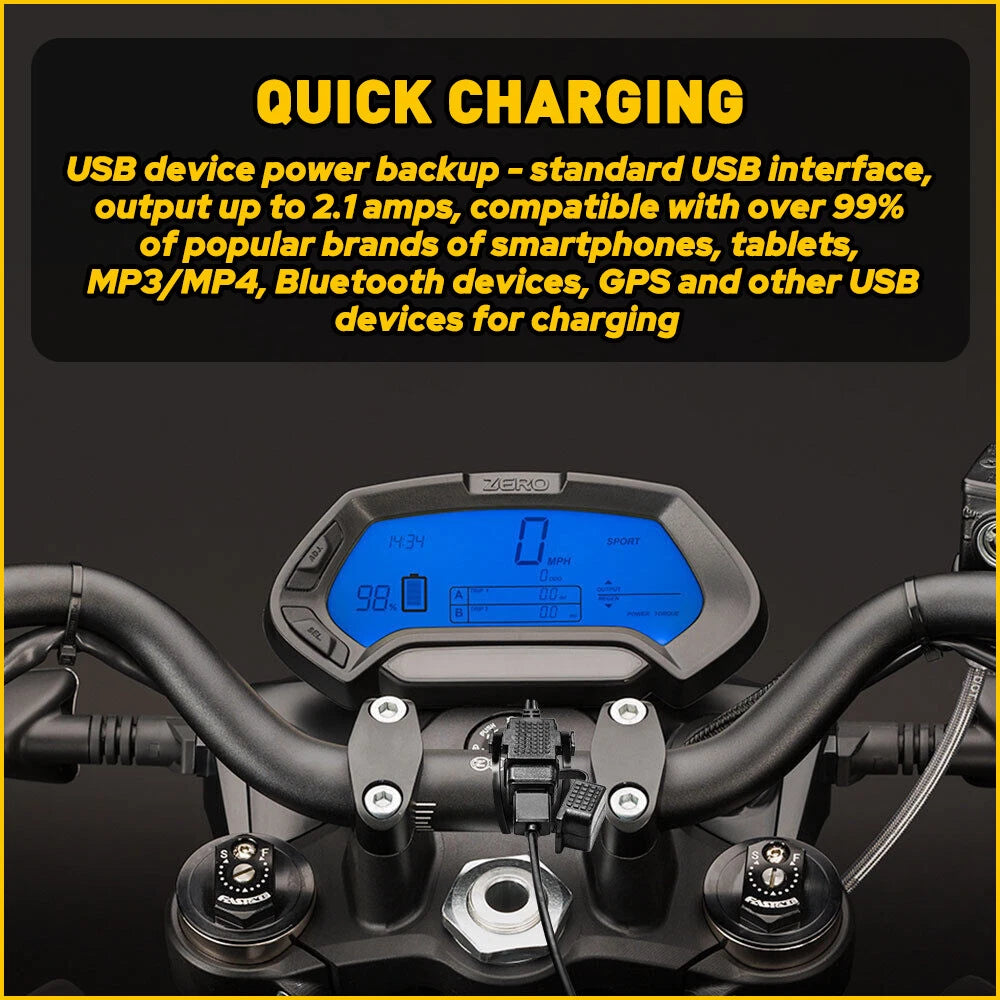 USB Charger Adapter Socket for Motorcycle (Waterproof, SAE)