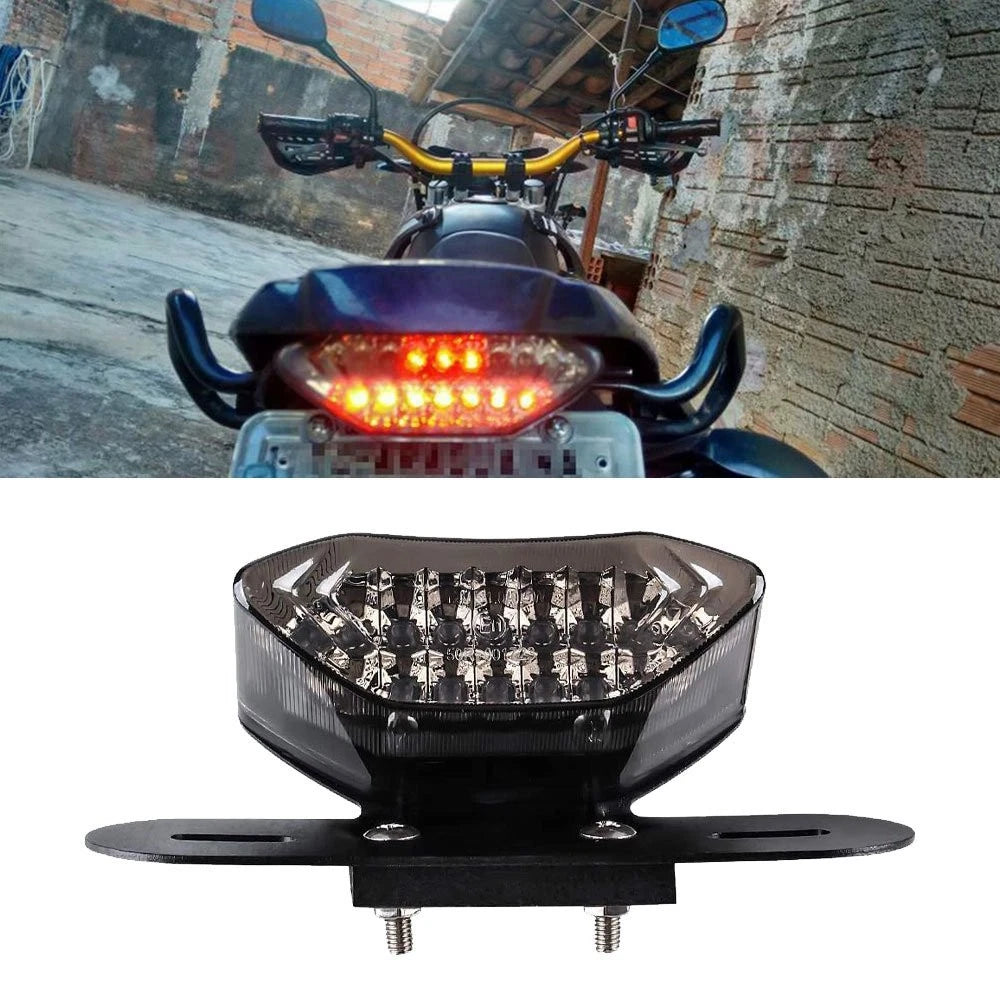 Universal LED Turn Signals Integrated Tail Brake License Plate Light Motorcycle