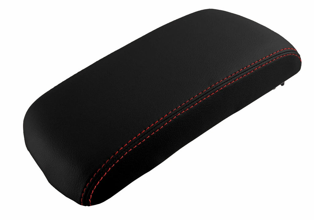 Console Lid Pull Over Cover Leather for Nissan Rogue (2008–2013) Red Stitch