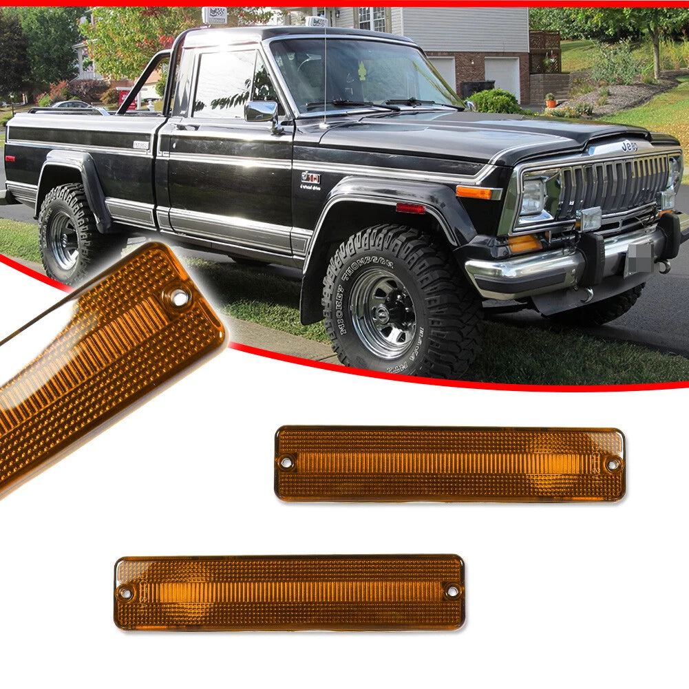 2X Amber Lens Front Side Marker Lights for Jeep J Series