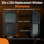 12" x 22" RV Camper Window for Trailer/Cargo Truck (Vertical Mount)