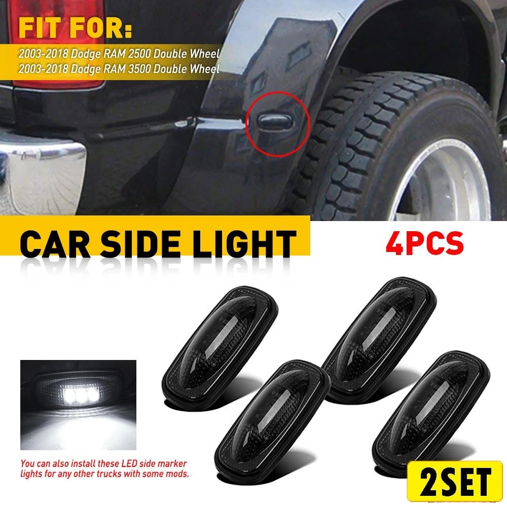 Set of 2 White LED Side Marker Fender Lights for Dodge Ram 3500 2500 (2002–2018)