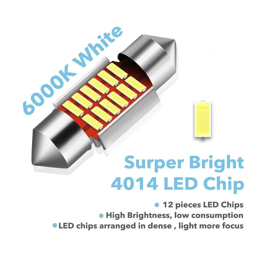 2X AUXITO 31MM Festoon LED Interior Map Light Bulb DE3175 DE3425 DE3021 6000K