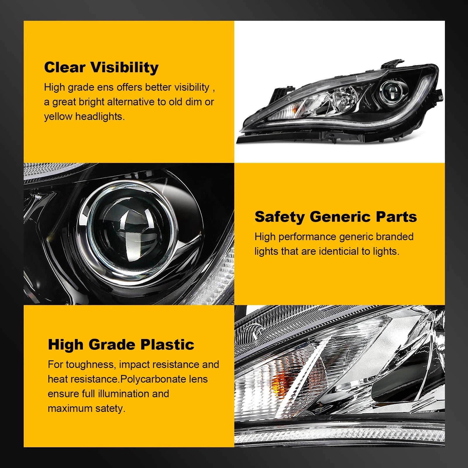 Left Headlight Assembly with HID Projector for Chrysler Pacifica (2017–2020)
