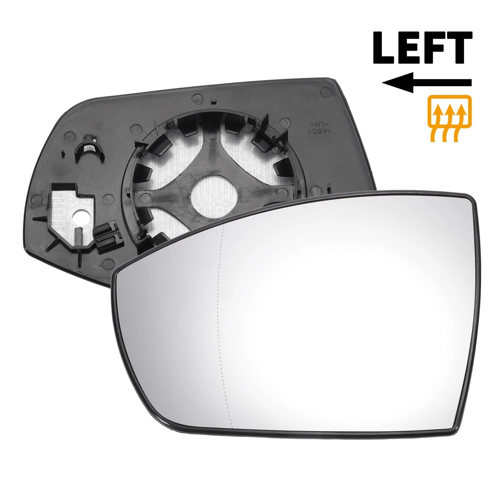 Left Side Heated White Mirror Glass for Ford EcoSport (2013–2023)