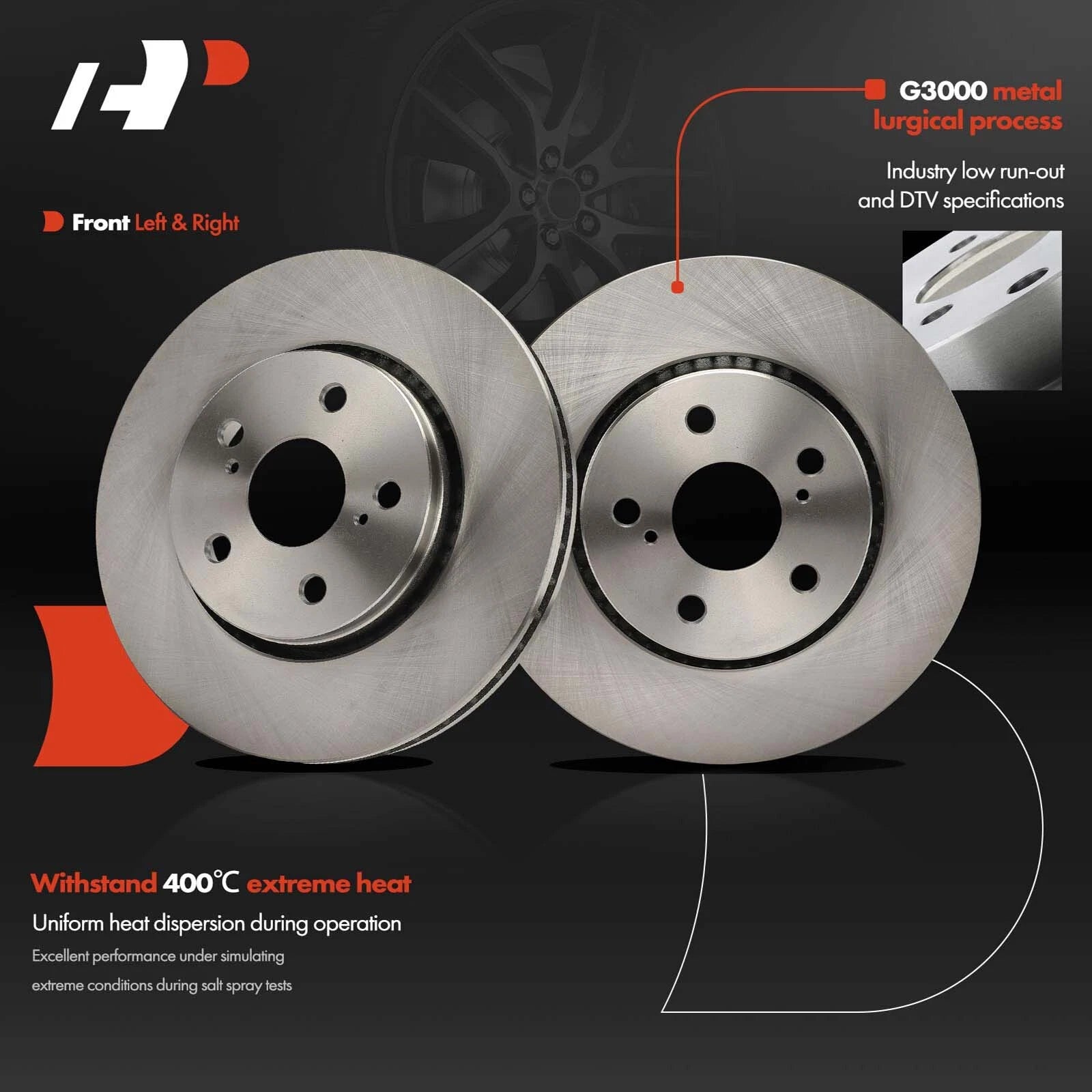 Ceramic Brake Pads & Front Disc Rotors for Toyota C-HR 2018–2022 2.0L
