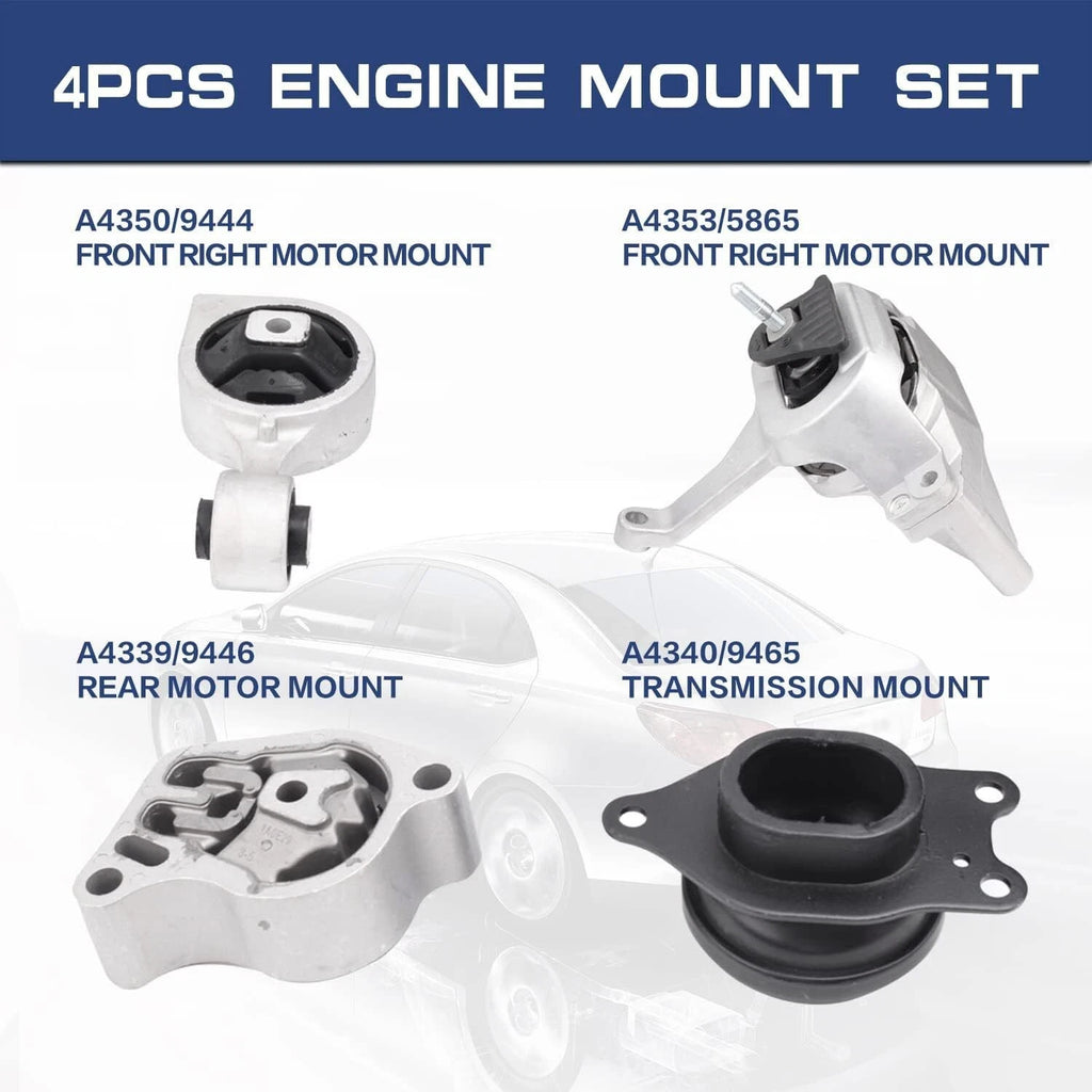 4PC Engine Motor & Transmission Mount for Nissan Altima (2007–2018) L4 2.5L AUTO