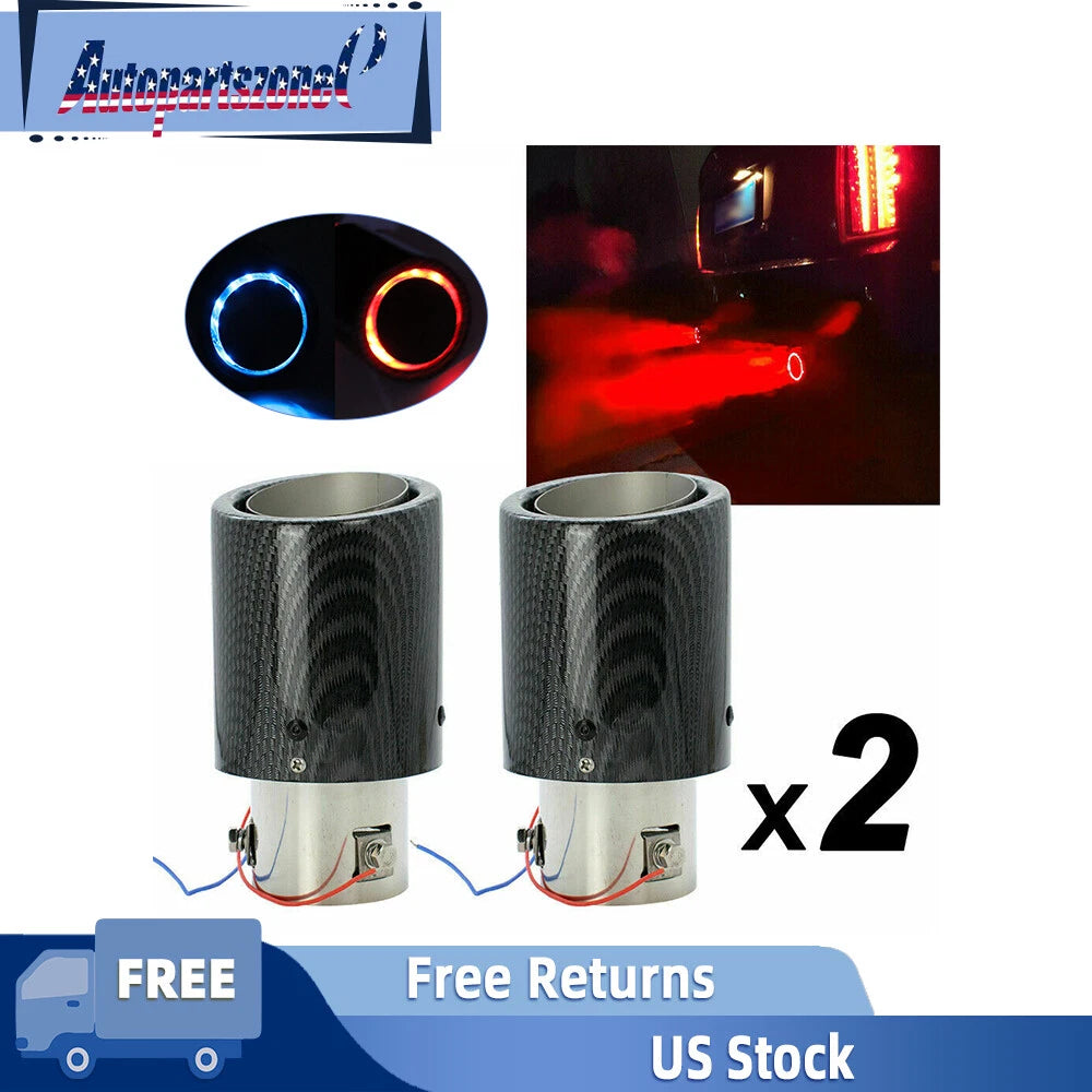 2PC Carbon Fiber Exhaust Muffler Tips for Universal Fit (63mm-92mm)