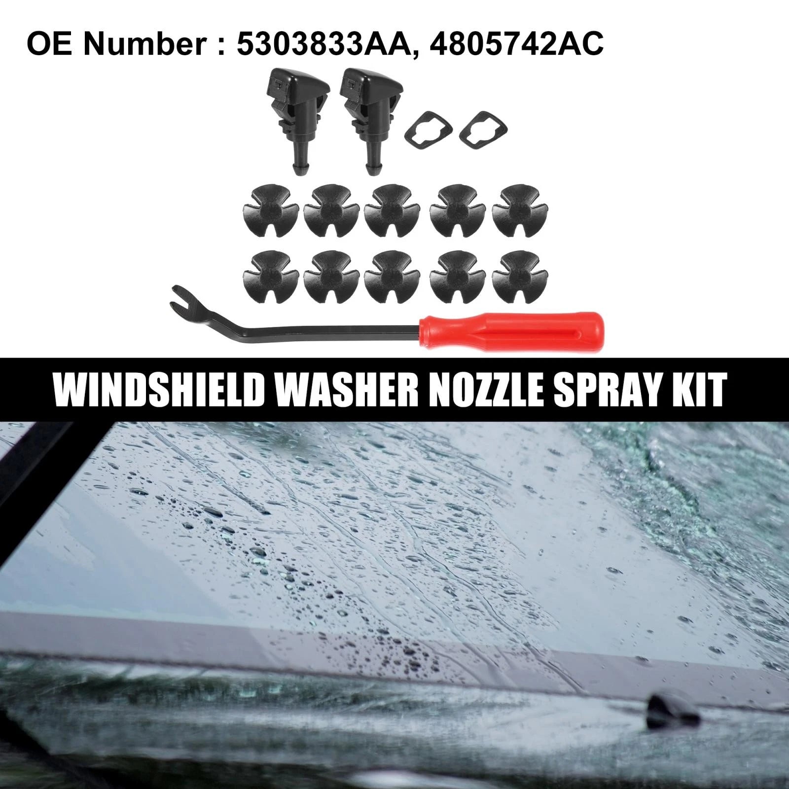 15pcs Windshield Washer Nozzle Kit 5303833AA for Dodge Grand Caravan (2008–2017)