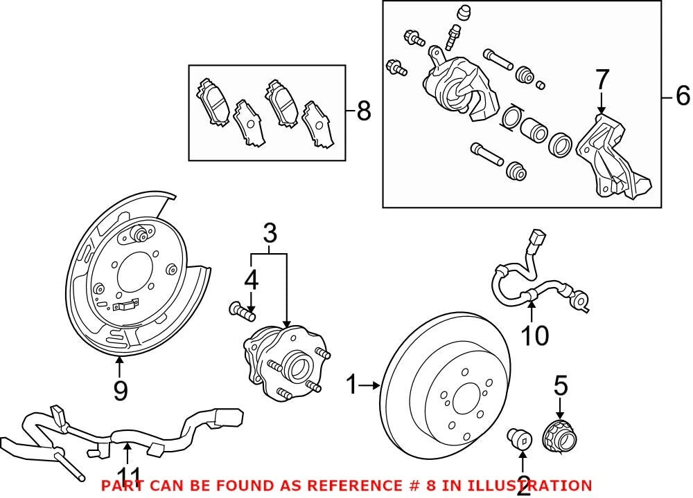 Set of 4 Rear Disc Brake Pads for Lexus RX350 RX450h (2007–2022) 04466-0E010