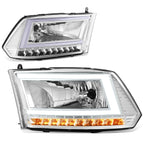 Chrome/Clear C-LED DRL Sequential Turn Signal Headlights for RAM 1500 (2009–2024)