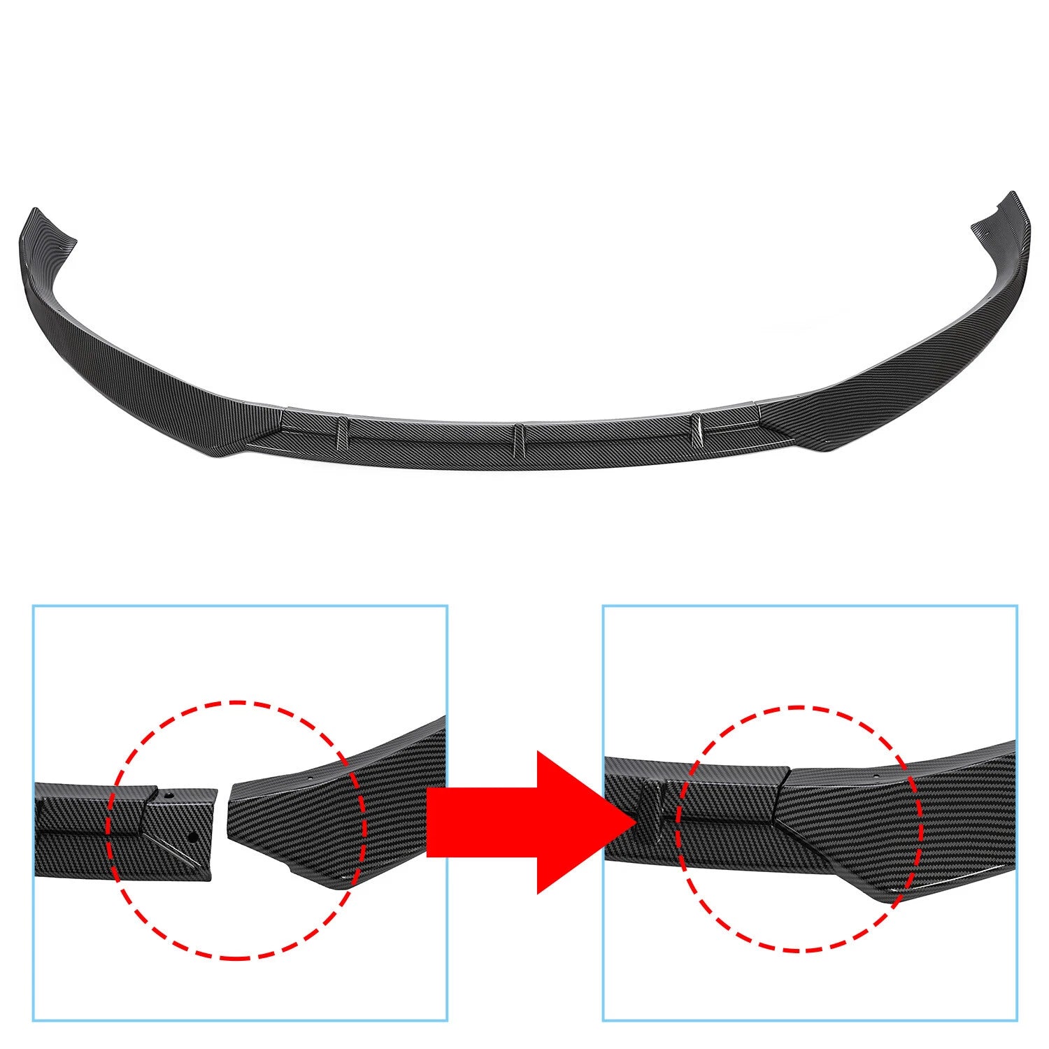 Carbon Fiber Look Front Bumper Lip Spoiler for Tesla Model S (2016–2020)
