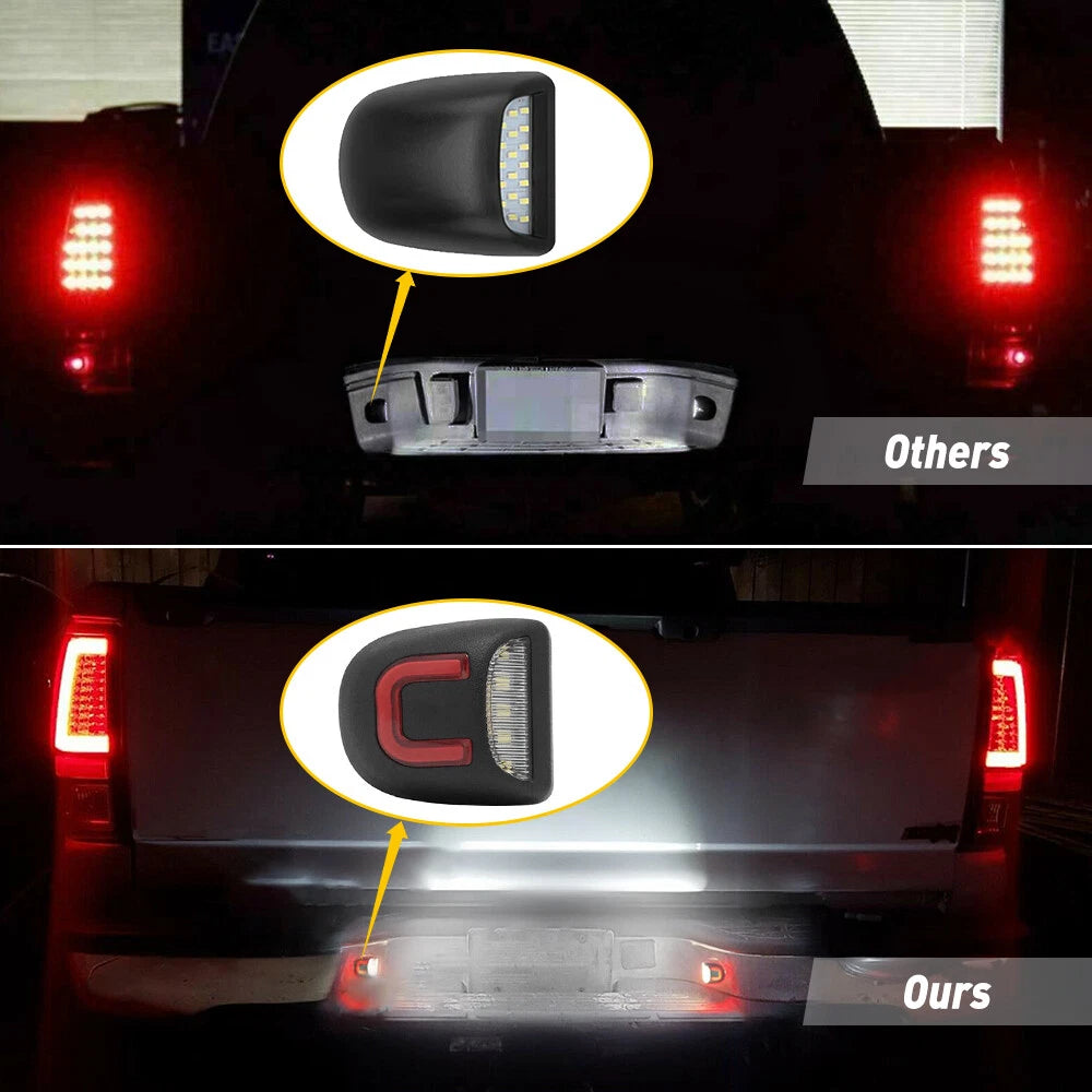 2 LED License Plate Lights for Chevy Silverado GMC Sierra 1500 2500 (2014–2023)
