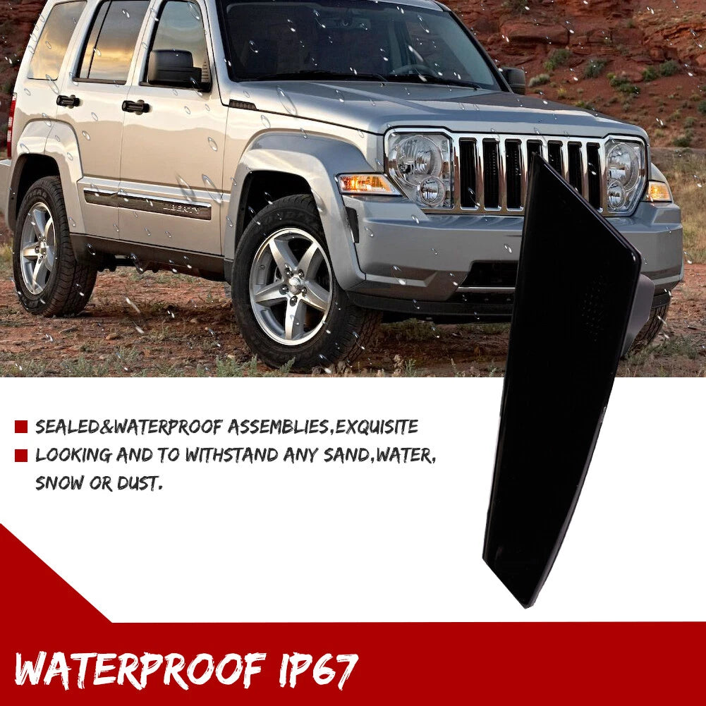 Smoked Black Lens Front Fender Side Marker Light for Jeep Liberty (2008–2012)