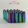 Set of 20 Neo Chrome Spiked Extended Tuner Lug Nuts for Wheels 60mm