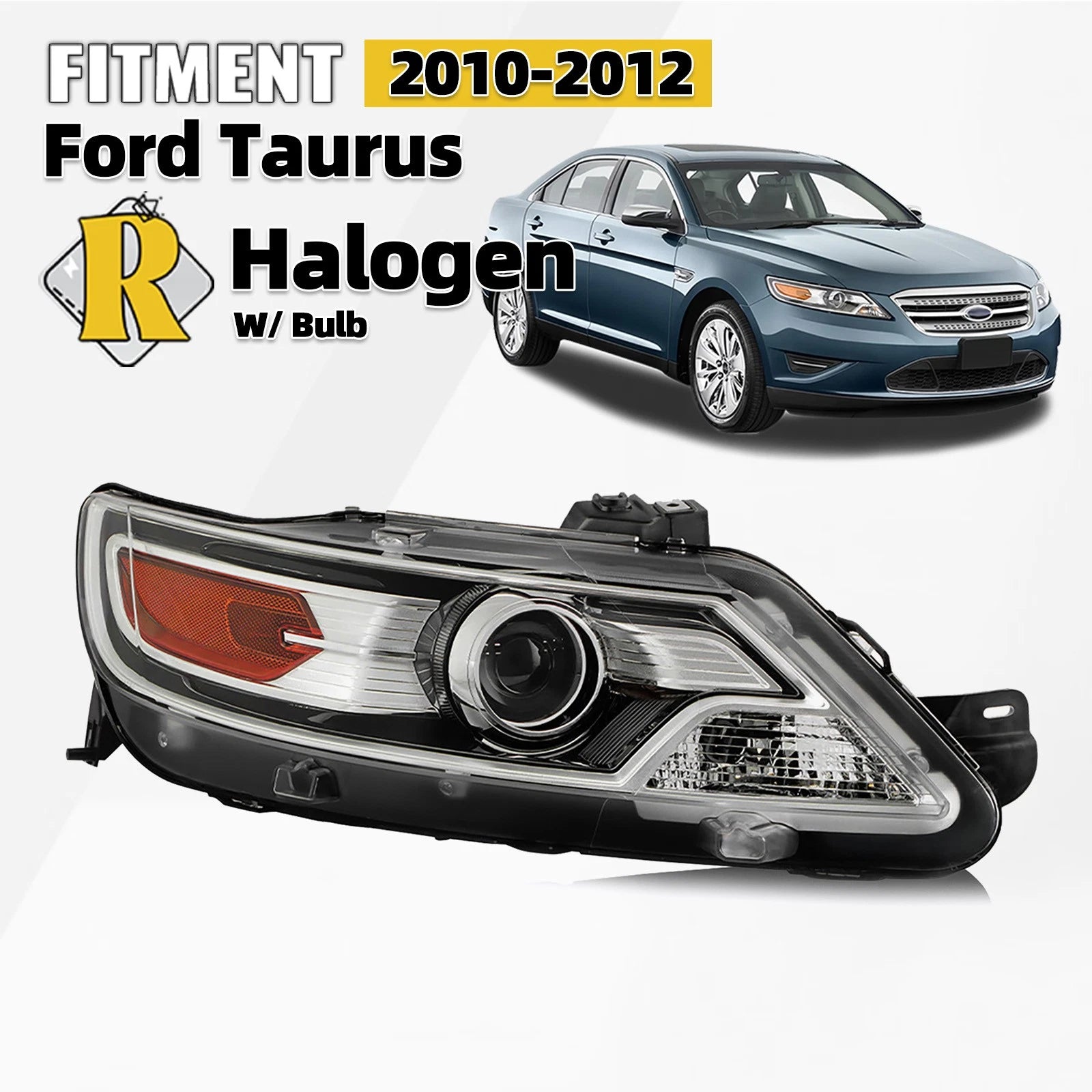 Halogen Projector Headlight for Ford Taurus SEL/Limited (2010–2012) Right