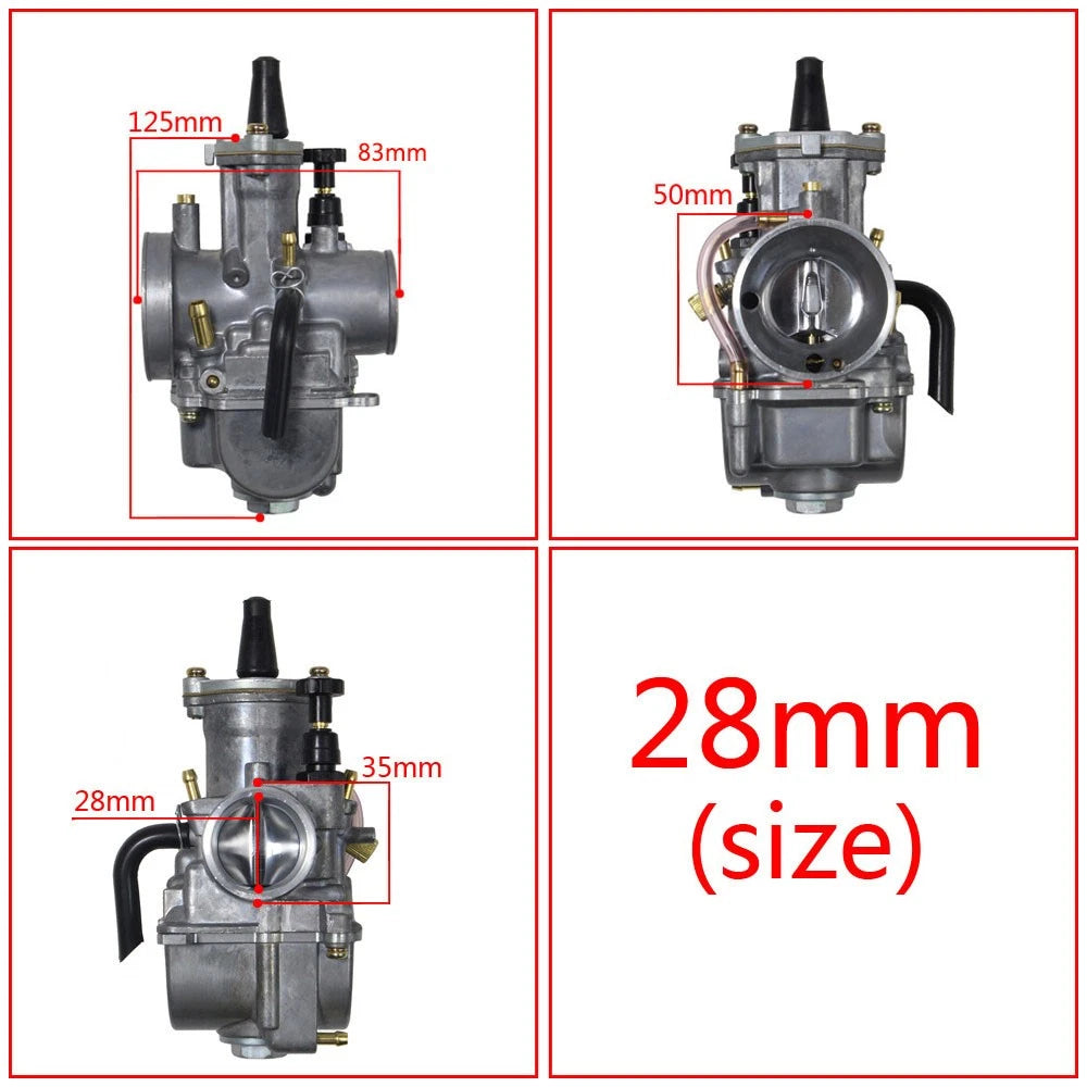 28mm Carburetor with Power Jet for ATV Motorcycle Scooter (125-150cc)