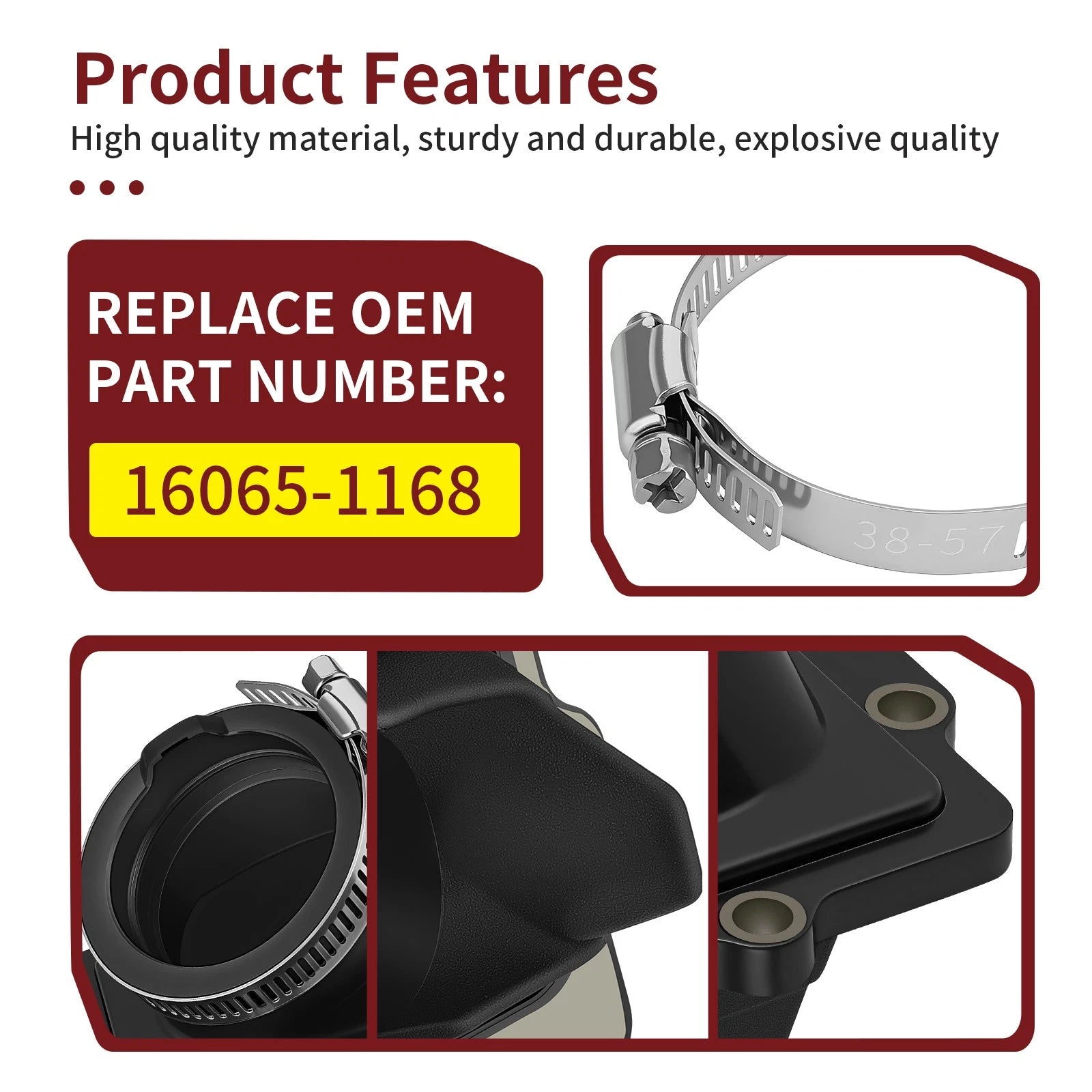 Carburetor Holder + Clamp for Kawasaki KDX250 (1991–1994) KX250 (1988–1993) 16065-1168