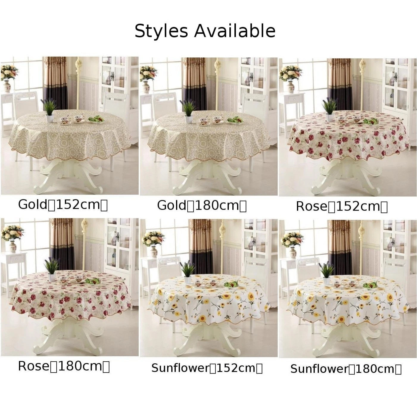 Round Table Cloth for 6 Seaters/4 Seaters (PVC)