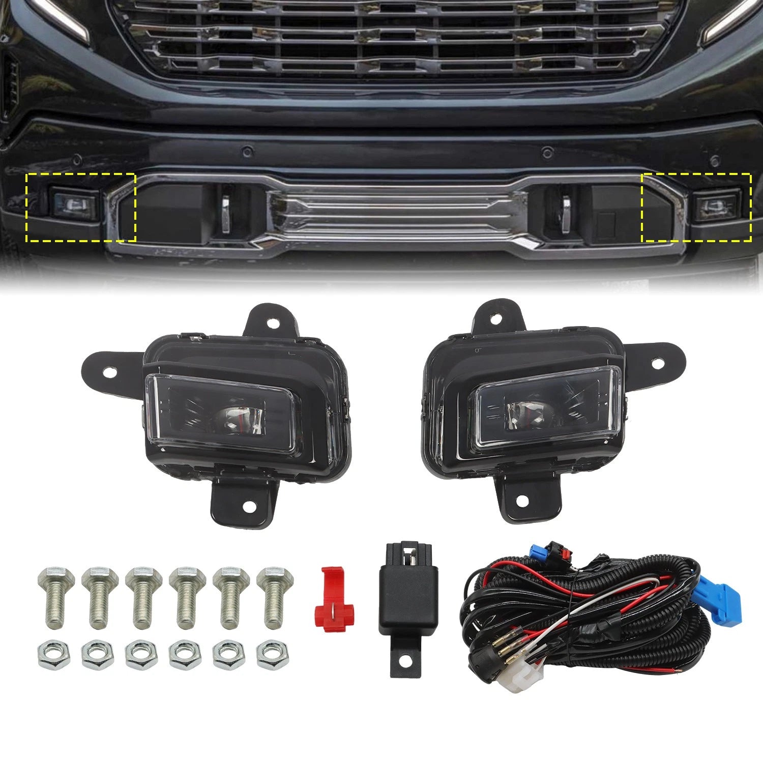 LED Fog Lights Set with Switch for GMC Sierra 1500 (2022–2024)