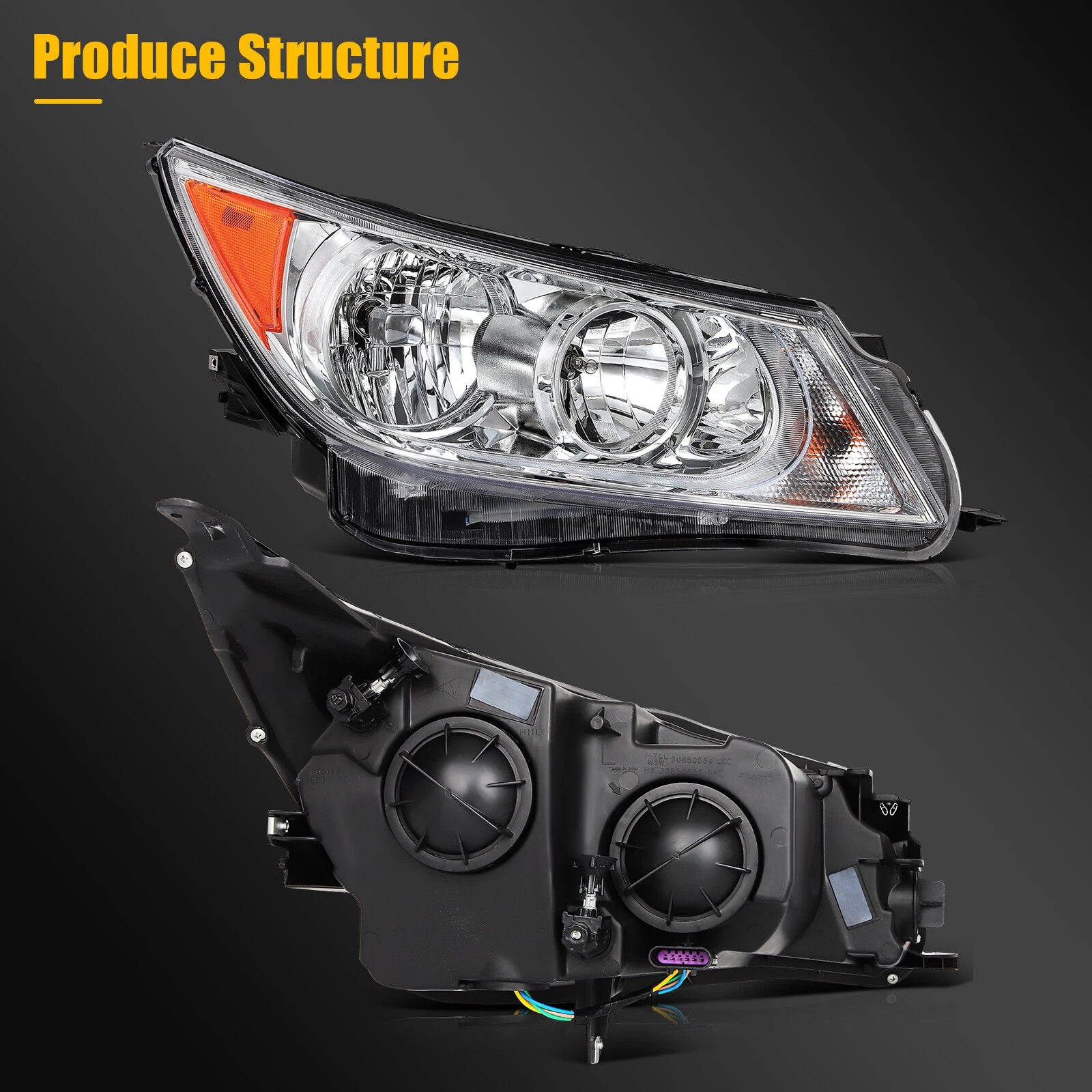 Headlight Pair with Bulbs for Buick LaCrosse (2010–2013) Chrome Housing