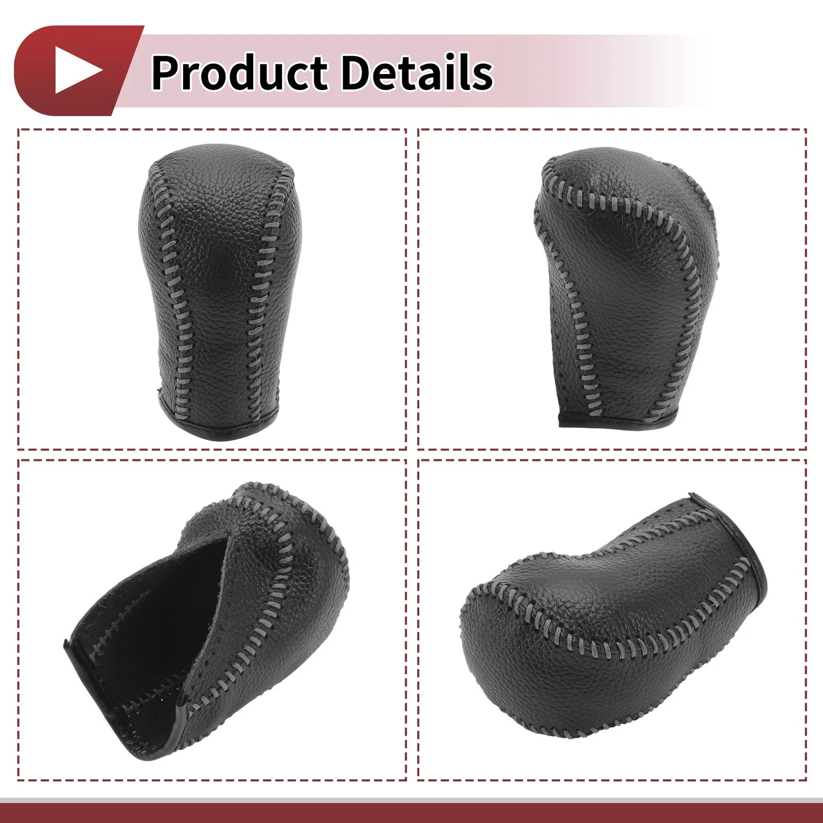 1 Pc Gear Shift Knob Cover for Mazda CX-5 (2013–2014) Black Gray Faux Leather