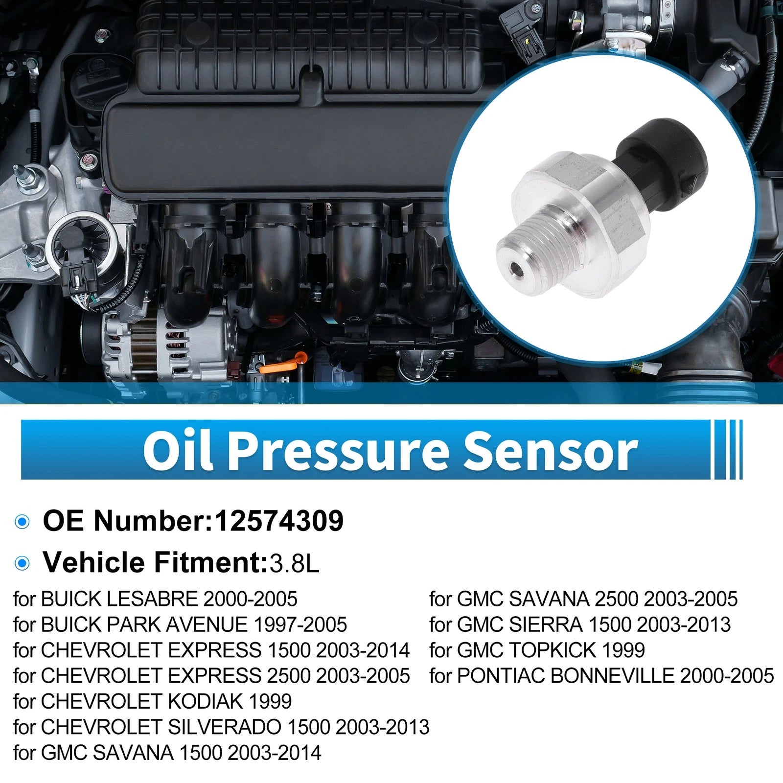 Engine Oil Pressure Sensor for Buick LeSabre (2000–2005) 12574309