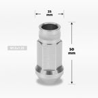 20Pc M12X1.25 Silver JDM Open End Cone Hex Wheel Lug Nuts + Extension 25mmx50mm