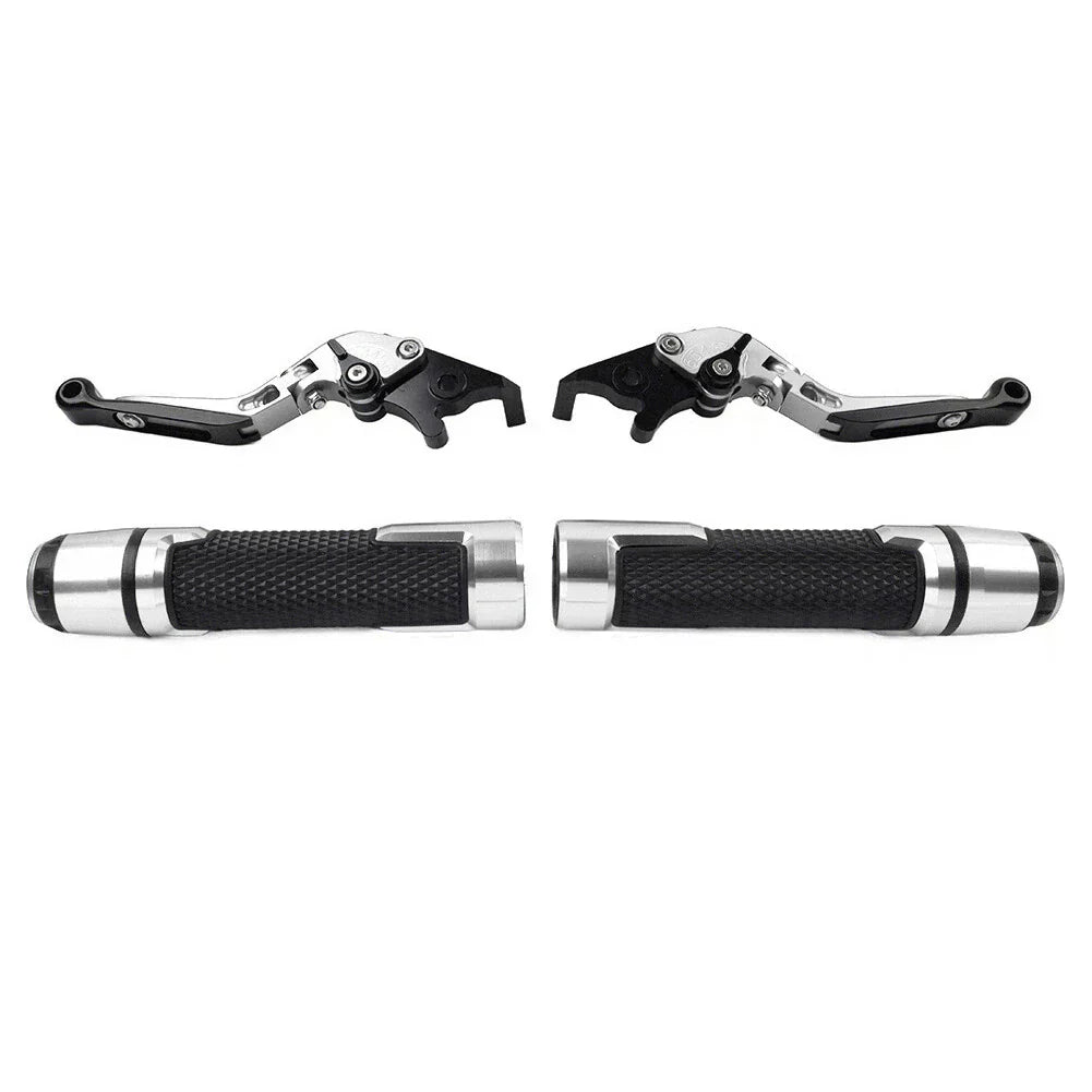 Silver Brake Clutch Lever Handlebar Grip Set for Yamaha MT-15, XSR155