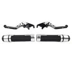 Silver Brake Clutch Lever Handlebar Grip Set for Yamaha MT-15, XSR155