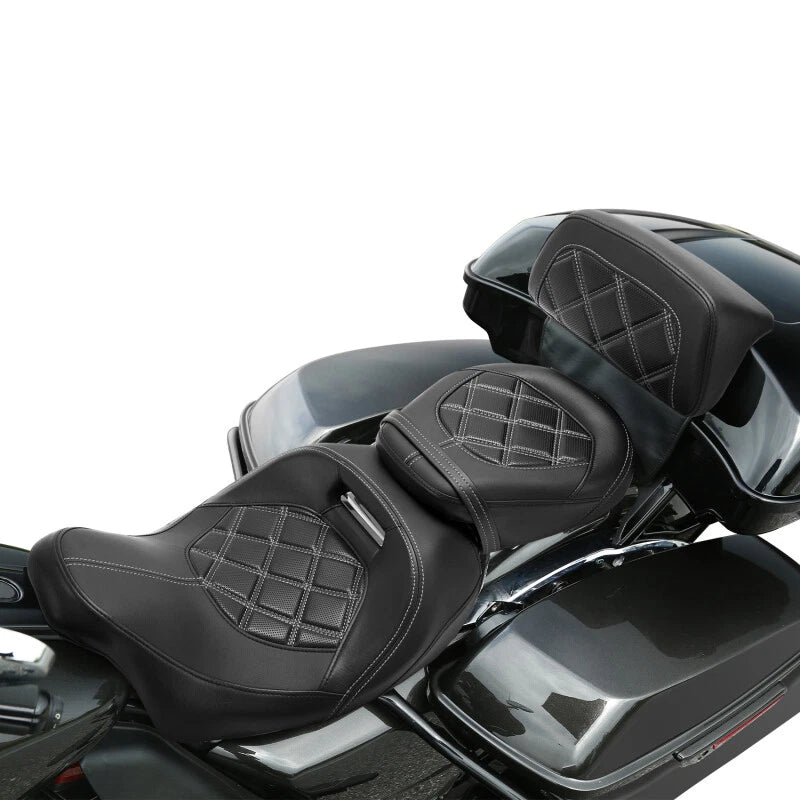 Driver Passenger Seat Pad for Harley Touring Road Glide (2014–2023) Black