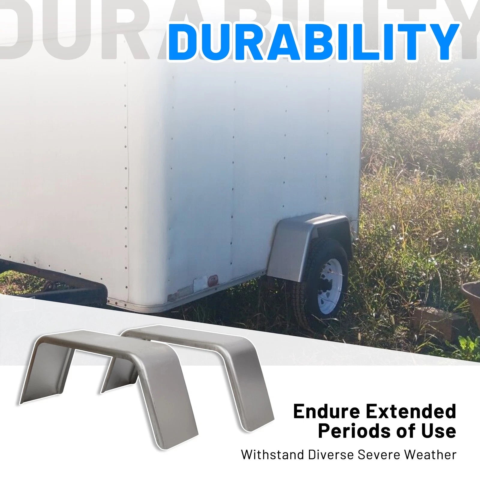Pair of Square Trailer Fenders for 14" 15" 16" Wheels