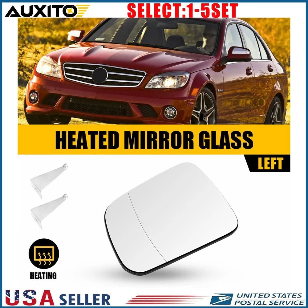 Heated Mirror Glass Left Driver with Backing Plate for Mercedes C300 C350 (2015–2019)