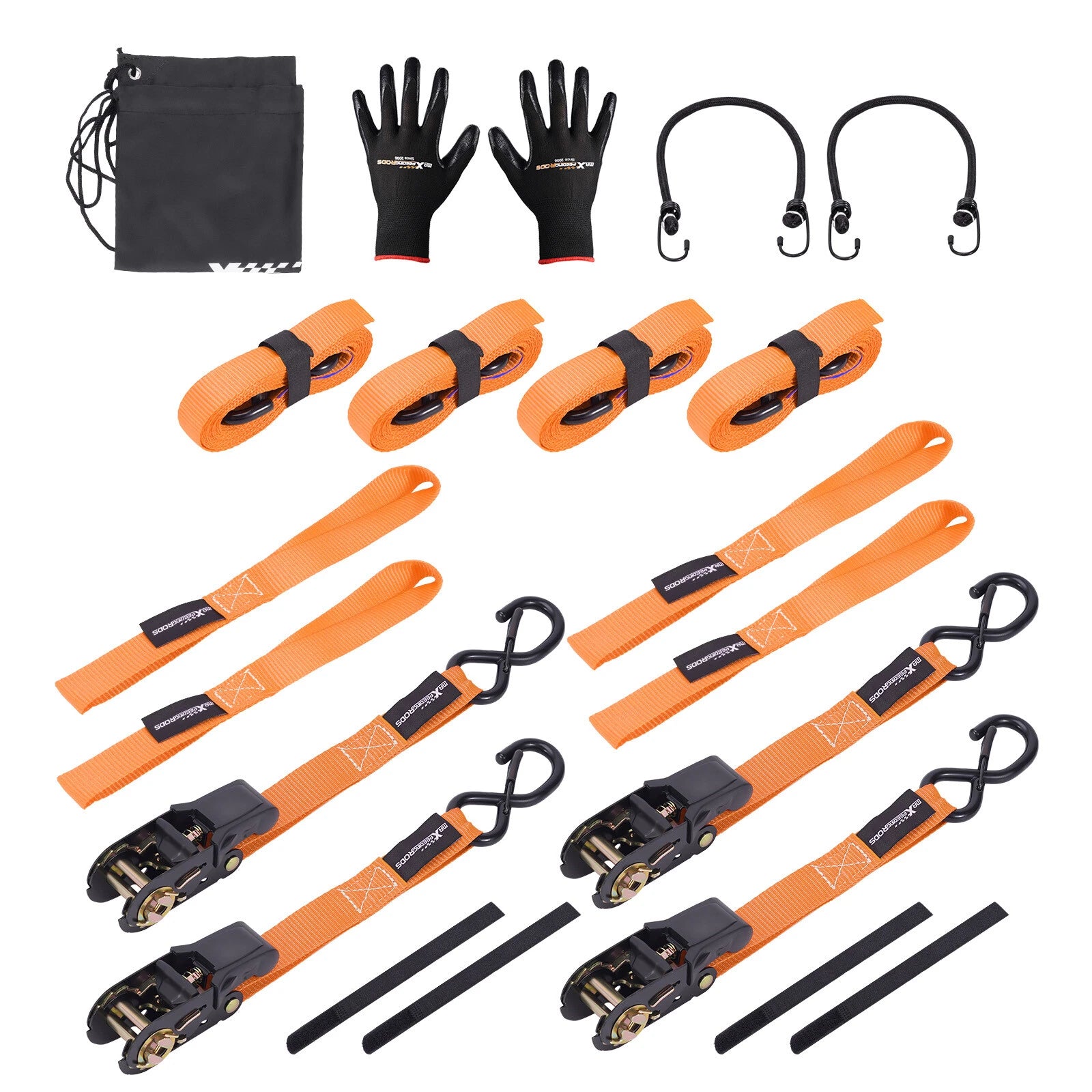 Set of 4 S-Hook Ratchet Straps for ATV Motorcycle Trailer Truck