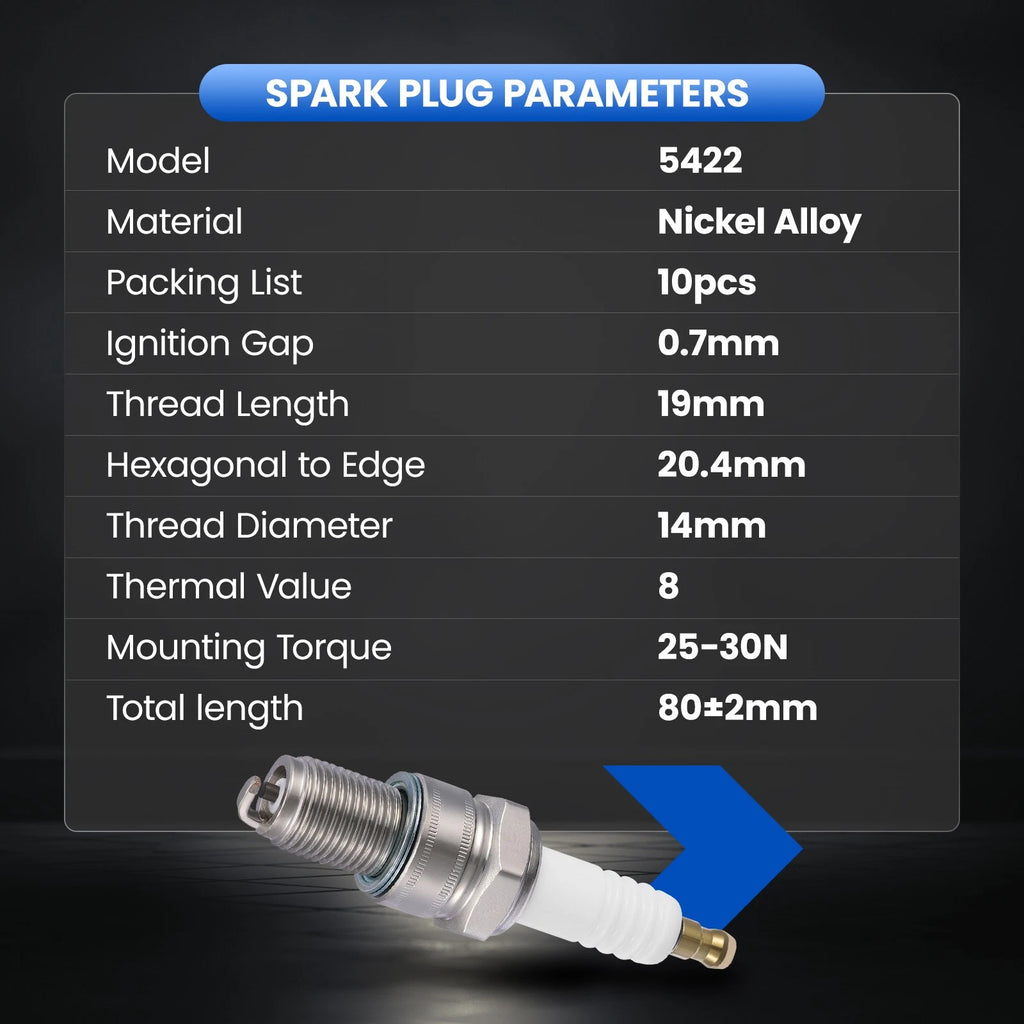 Set of 10 Spark Plugs 5422 for Kawasaki Honda KTM Rieju Suzuki (All Years)