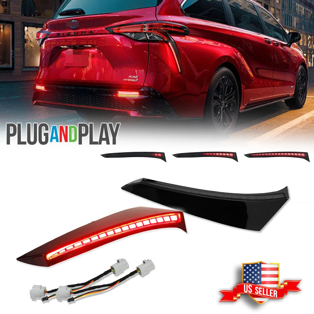 LED Rear Bumper Tail Lights for Toyota Sienna (2021–2023) Smoked