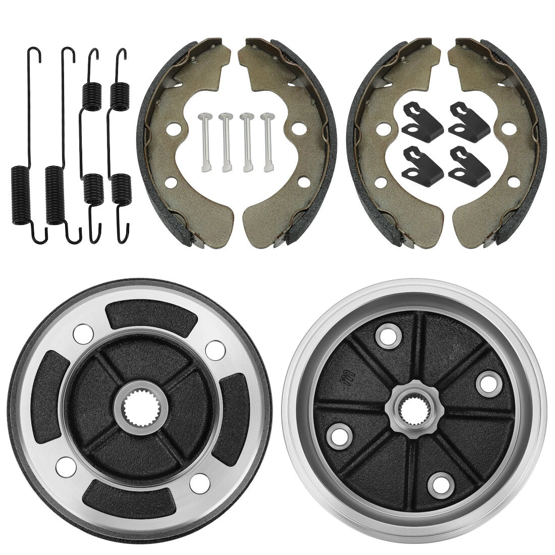 2X Front Wheel Brake Drum Hub & Shoes for Kawasaki Mule KAF620 KAF950 (1993–2023)