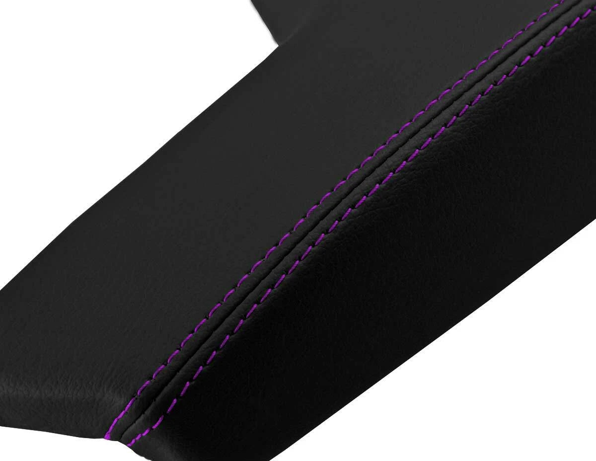 Leather Console Lid Armrest Cover for Buick Regal (2011–2017) Black Purple Stitch