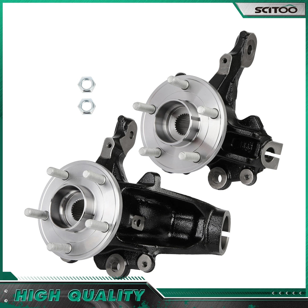Pair Front Wheel Hub & Bearing Knuckle Assembly for Ford Focus (2012–2018)