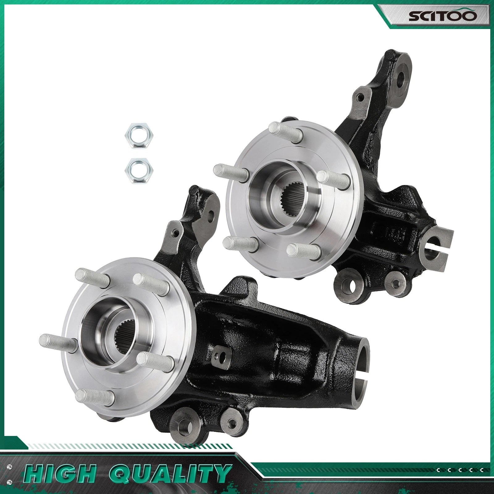 Pair Front Wheel Hub & Bearing Knuckle Assembly for Ford Focus (2012–2018)